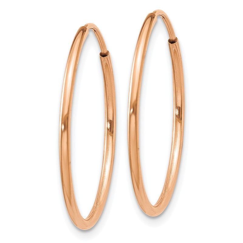 14k Rose Gold 1.2x25mm Polished Endless Tube Hoop Earrings XY1237