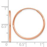 14k Rose Gold 1.2x25mm Polished Endless Tube Hoop Earrings XY1237