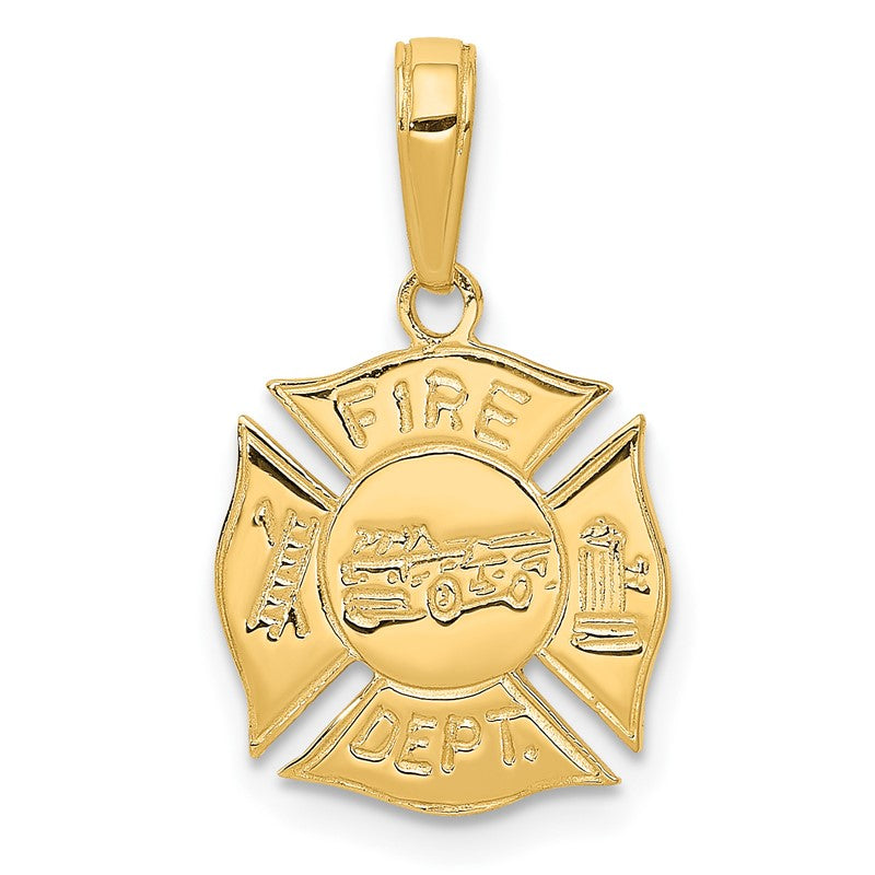 14k FIRE DEPT Shield Pendant K2841
