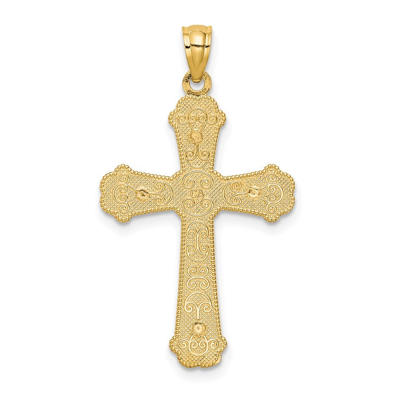 14k Two-tone Hearts Cross Pendant C3847