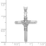 14K White Gold with Center Wrap Tube Cross Pendant K6197