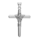 14K White Gold with Center Wrap Tube Cross Pendant K6197
