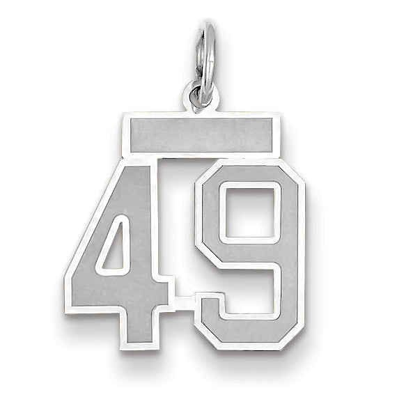 14kw Small Satin Number 49 Charm WSS49