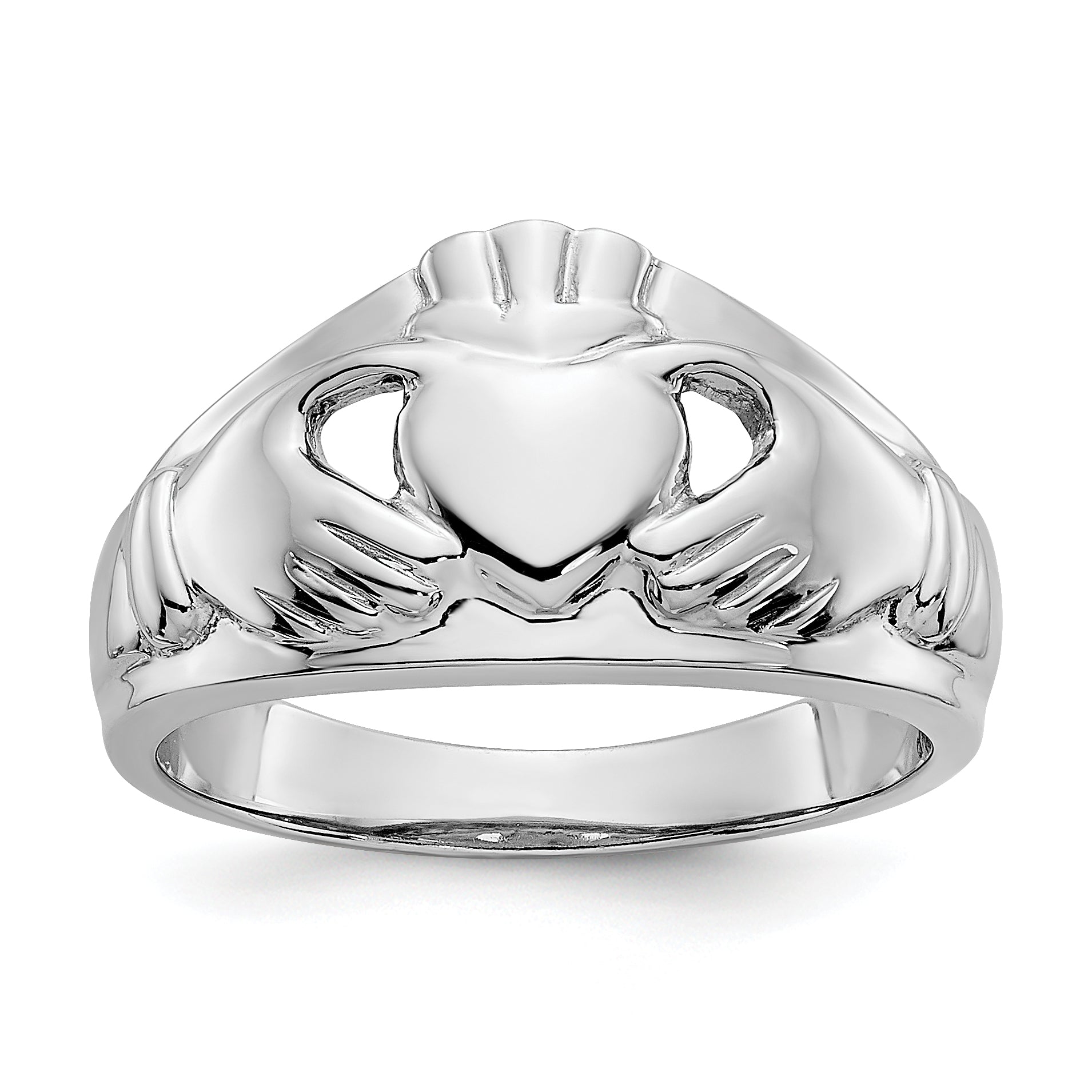 14k White Gold Ladies Claddagh Ring D1852