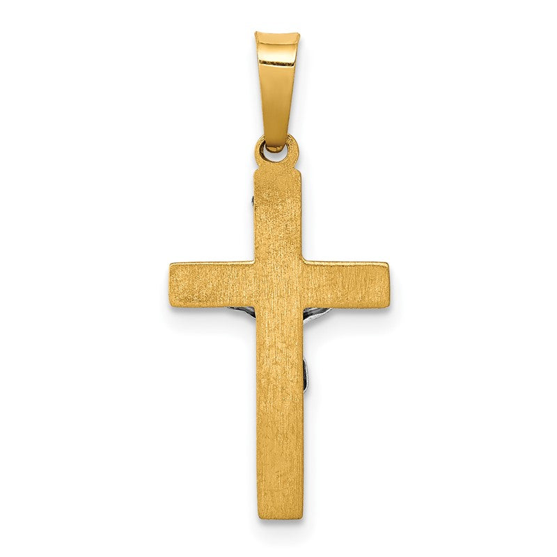 14k Two-tone INRI Hollow Crucifix Pendant XR309