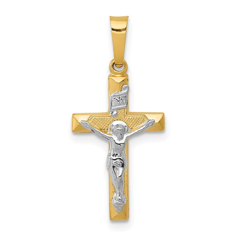 14k Two-tone INRI Hollow Crucifix Pendant XR309