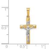 14k Two-tone INRI Hollow Crucifix Pendant XR309