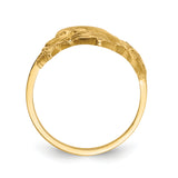 14k Polished and Satin Diamond-cut Dolphin/Starfish/Shell/Sand Dollar Ring R597