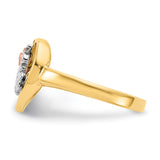 14k Tri-Color Quinceanera 15 ANOS in Heart with Flower Ring K642