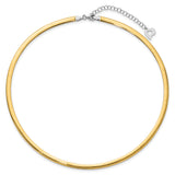 14k Two-tone 4mm Lightweight Reversible 16 inch Omega Necklace Plus 2 inch Heart Chain Extender ROML4