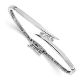 14k White Gold Complete 3-Stone 1/4 carat AAA Diamond Hinged Bangle Bracelet XB191AAA