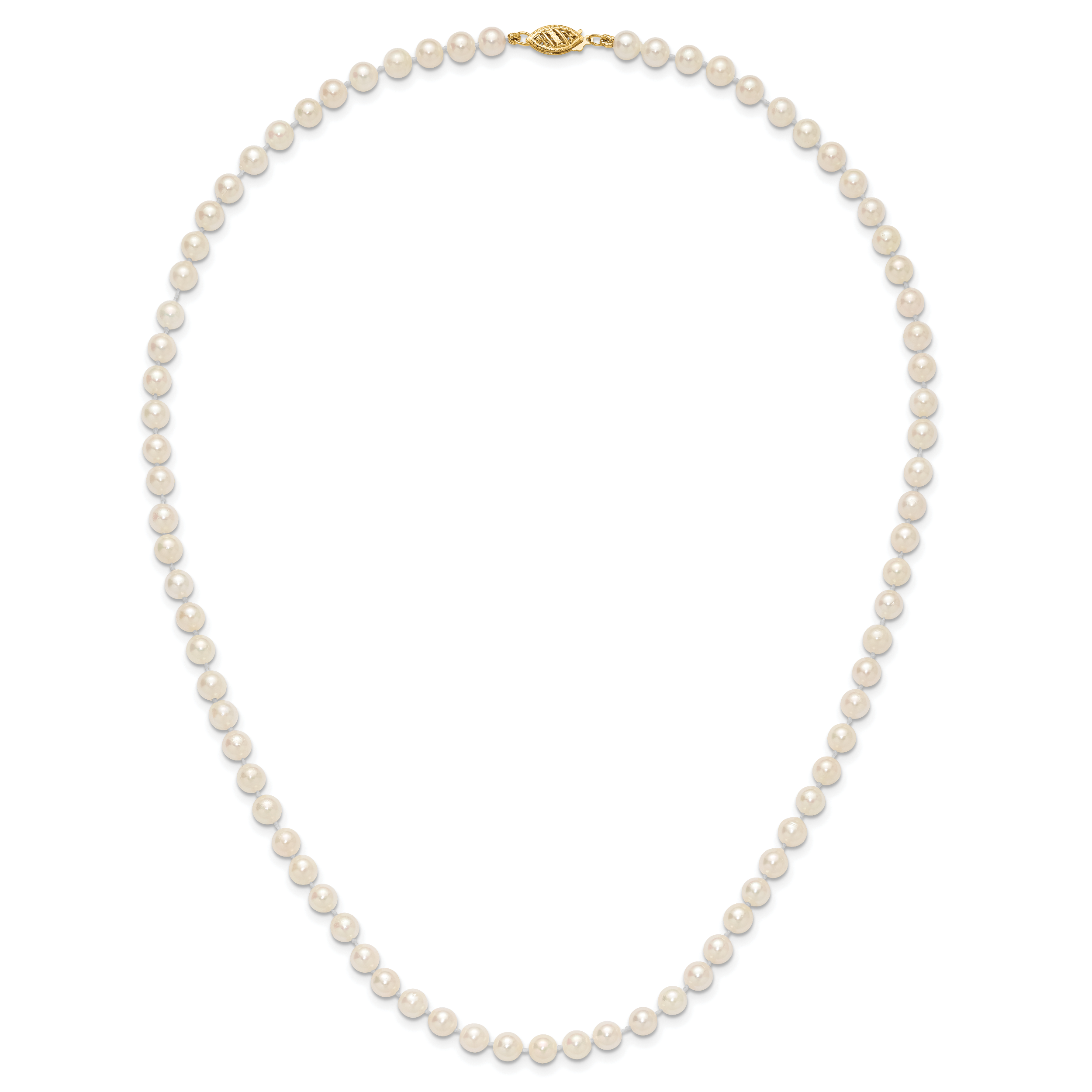 14k 5-6mm White Round Akoya Saltwater Cultured Pearl 16 inch Necklace PL50AA