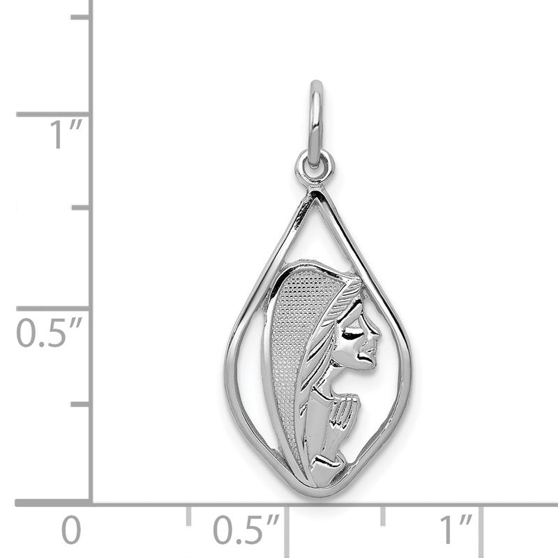 14k White Gold Blessed Virgin Mary Charm K387