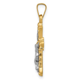 14k Two-Tone Polished INRI Crucifix Cross Pendant XR1490