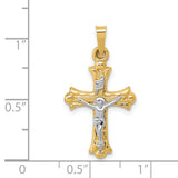 14k Two-Tone Polished INRI Crucifix Cross Pendant XR1490