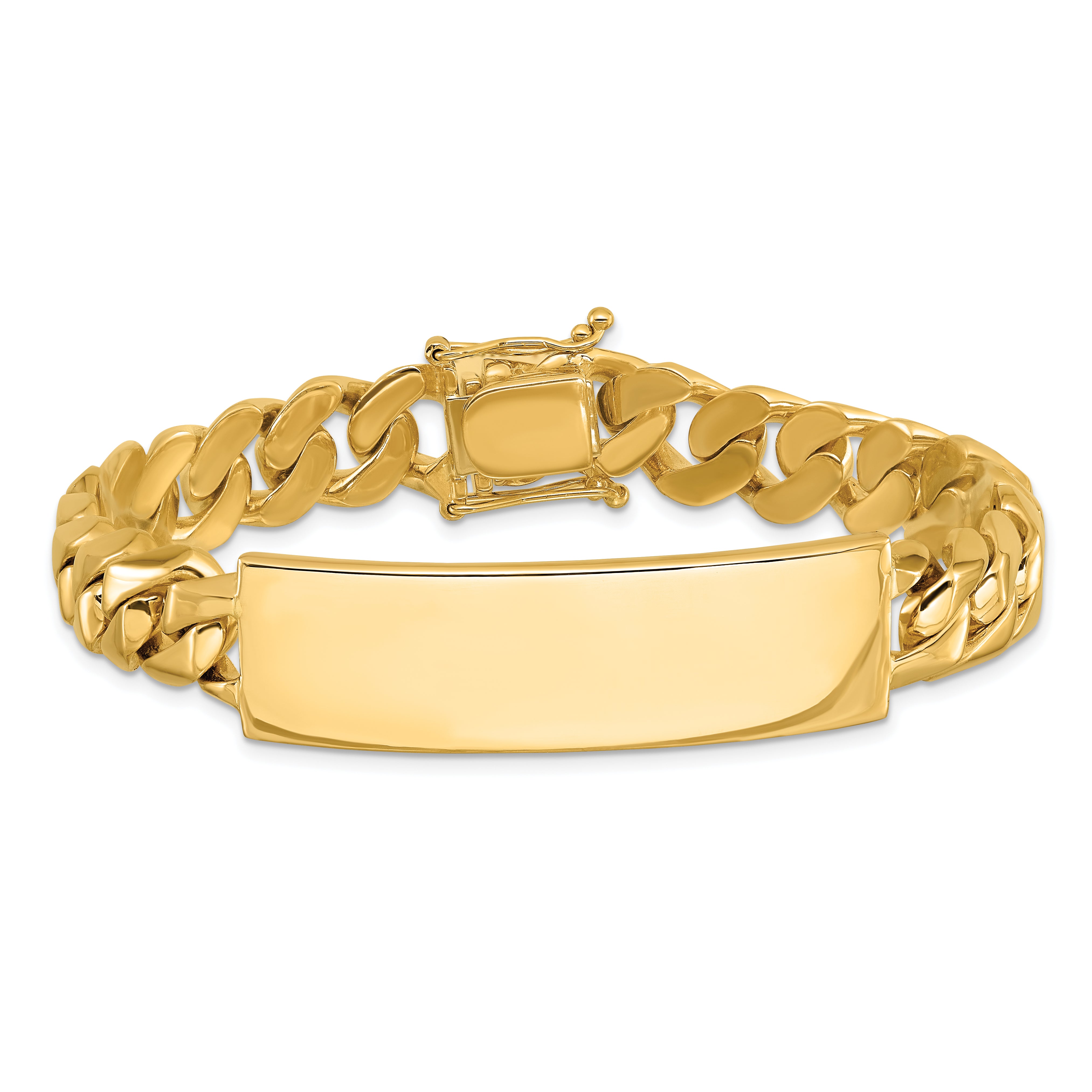 14k Hand-polished Solid Chain/Solid Plate Curb Link 48x14mm Plate 8 inch ID Bracelet LK120ID