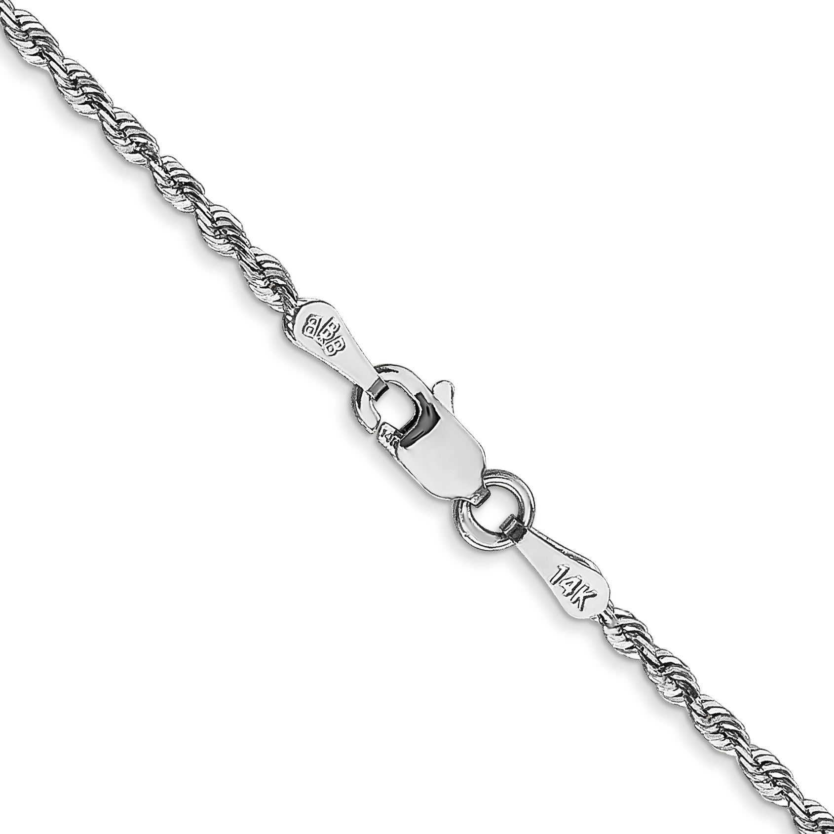 14K White Gold 10 Inch 1.85mm Diamond-cut Quadruple Rope Lobster Clasp Chain WQT014