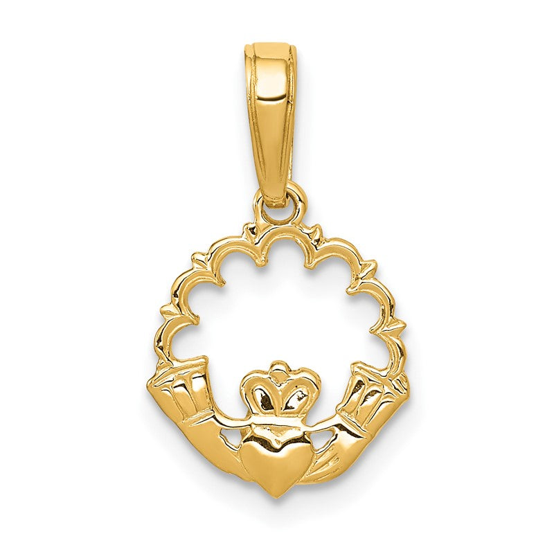 14k Polished Claddagh Pendant K1529