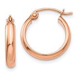 14k Rose Gold 2.75x15mm Polished Tube Hoop Earrings TF568