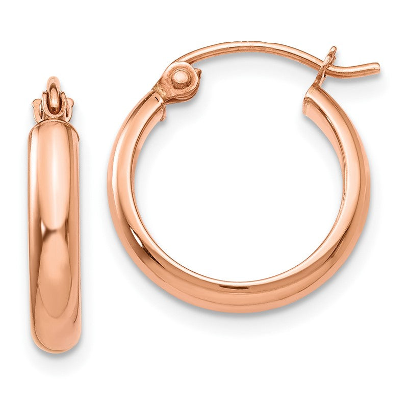 14k Rose Gold 2.75x15mm Polished Tube Hoop Earrings TF568