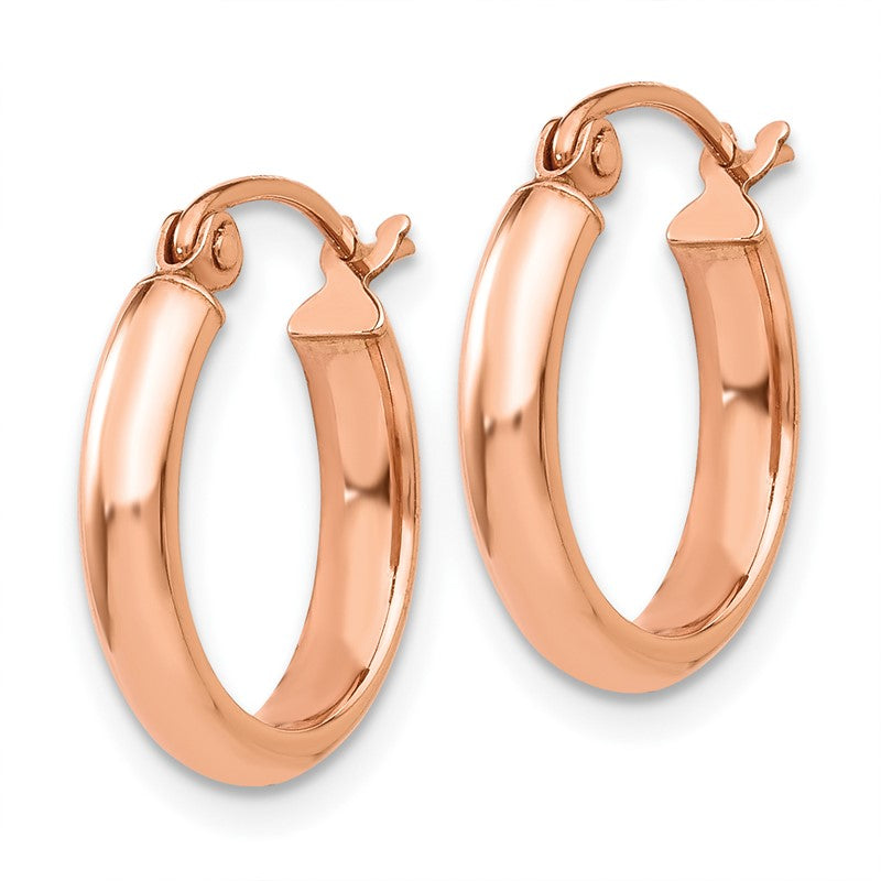 14k Rose Gold 2.75x15mm Polished Tube Hoop Earrings TF568