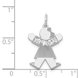 14k White Gold The Kids Small Floral Dress Girl Engravable Joy Charm XK1122W