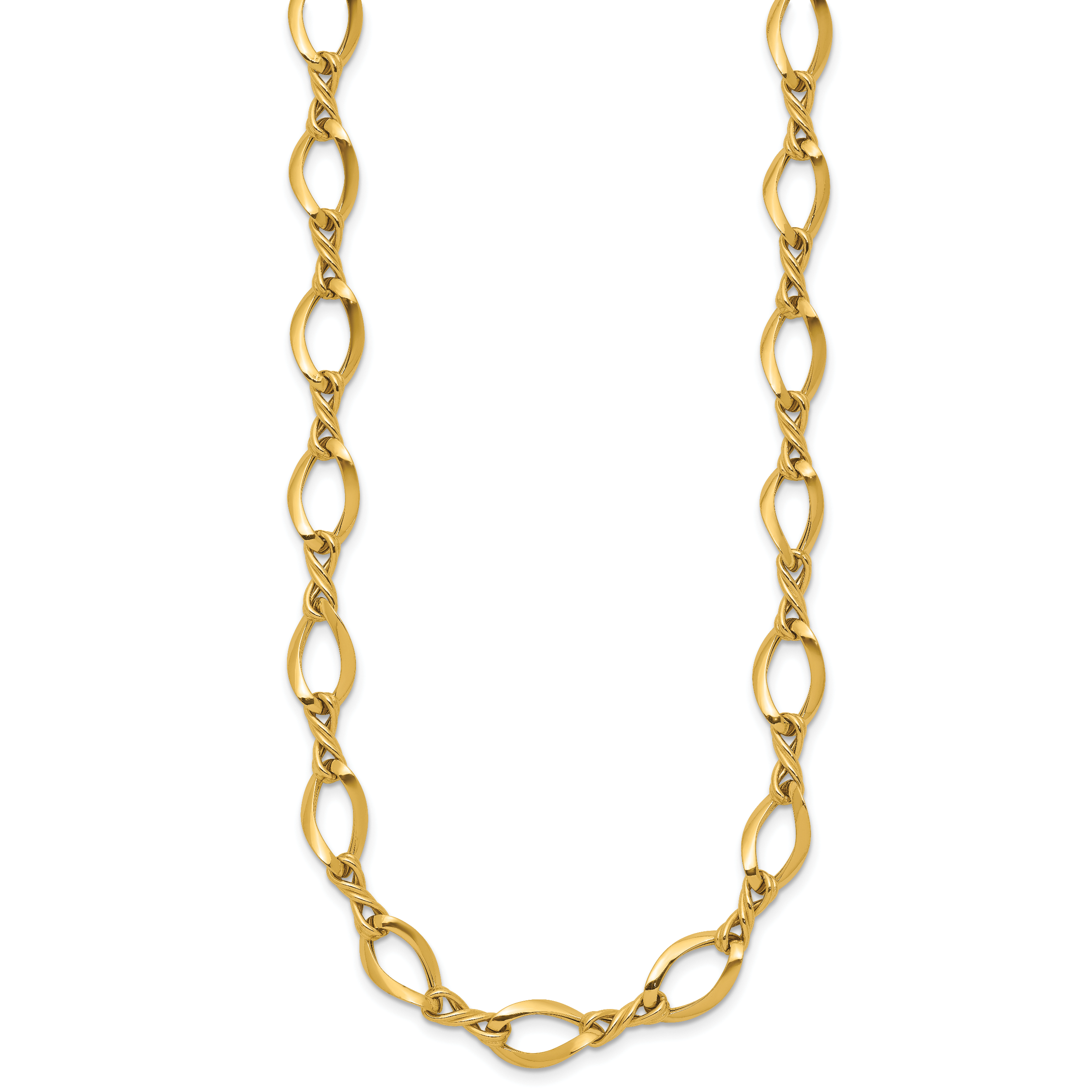 14k Fancy Oval and Twisted Link 18 inch Necklace SF2430