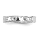 14k White Gold Polished with Hearts Toe Ring K5106