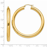 14k 5x50mm Polished Lightweight Tube Hoop Earrings T957L