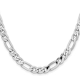 14K White Gold 20 inch 7.5mm Flat Figaro with Lobster Clasp Chain WFIG200
