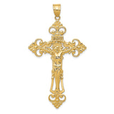 14k INRI Fleur De Lis Crucifix Pendant C251
