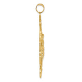 14k INRI Fleur De Lis Crucifix Pendant C251