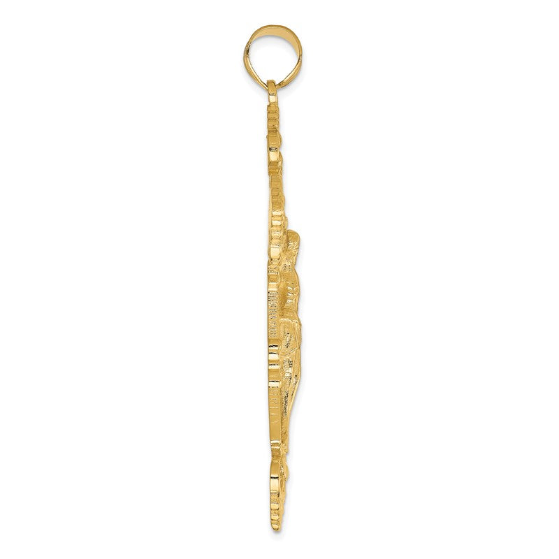 14k INRI Fleur De Lis Crucifix Pendant C251