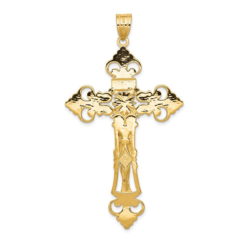 14k INRI Fleur De Lis Crucifix Pendant C251
