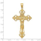 14k INRI Fleur De Lis Crucifix Pendant C251