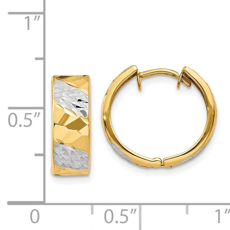14k 5mm Diamond-cut Rhodium Hoop Earrings TL181