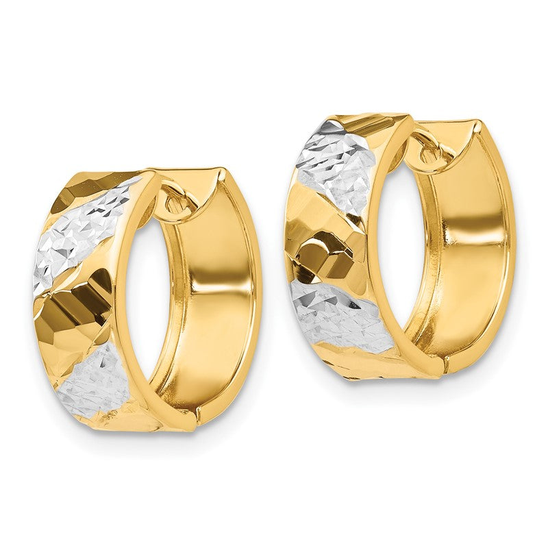14k 5mm Diamond-cut Rhodium Hoop Earrings TL181