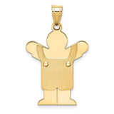 14k The Kids Solid Satin Medium Boy in Overalls Engravable Love Charm XK362