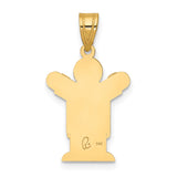 14k The Kids Solid Satin Medium Boy in Overalls Engravable Love Charm XK362