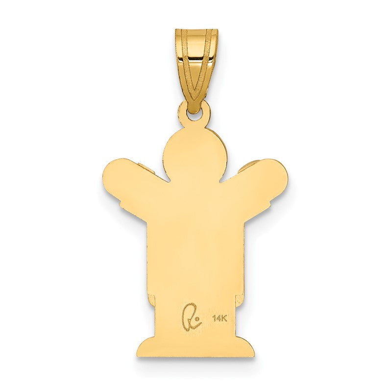 14k The Kids Solid Satin Medium Boy in Overalls Engravable Love Charm XK362