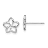 14K White Gold Polished Cut-out Plumeria Post Earrings TF1565