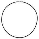 14k White Gold Clasp 2mm 16 inch Black Leather Cord Necklace XG261