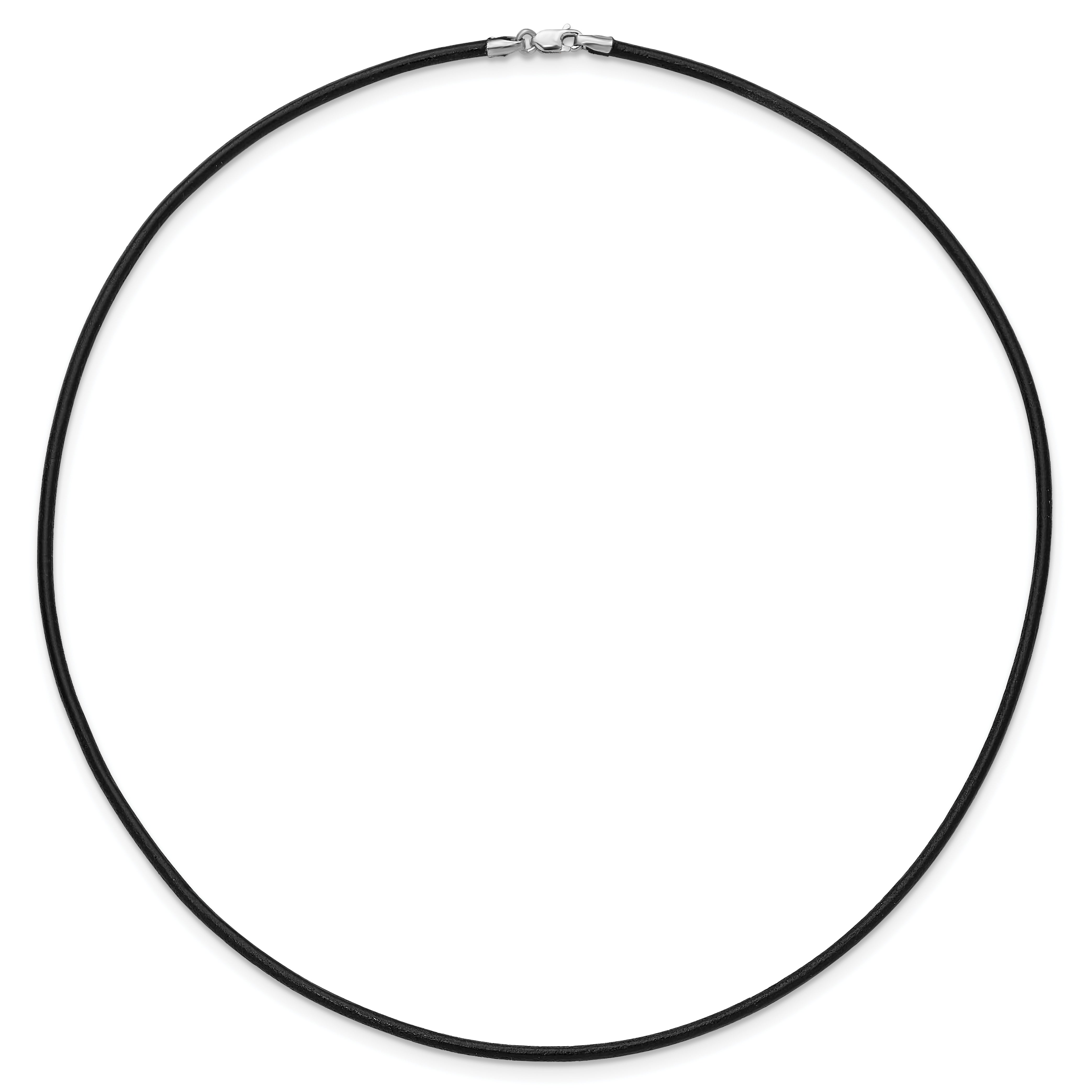 14k White Gold Clasp 2mm 16 inch Black Leather Cord Necklace XG261