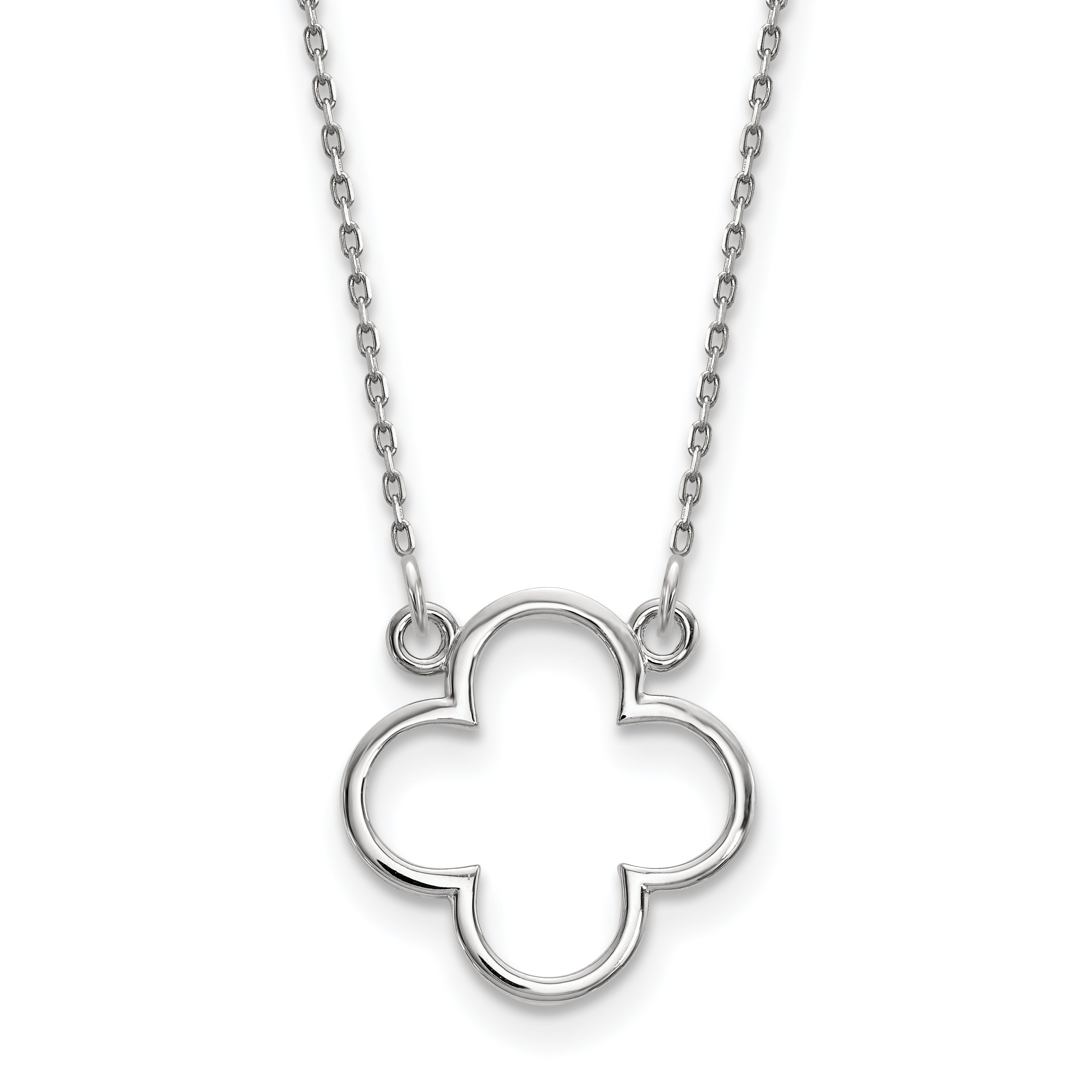 14k White Gold Polished Open Quatrefoil Design 18 inch Necklace XP5054W