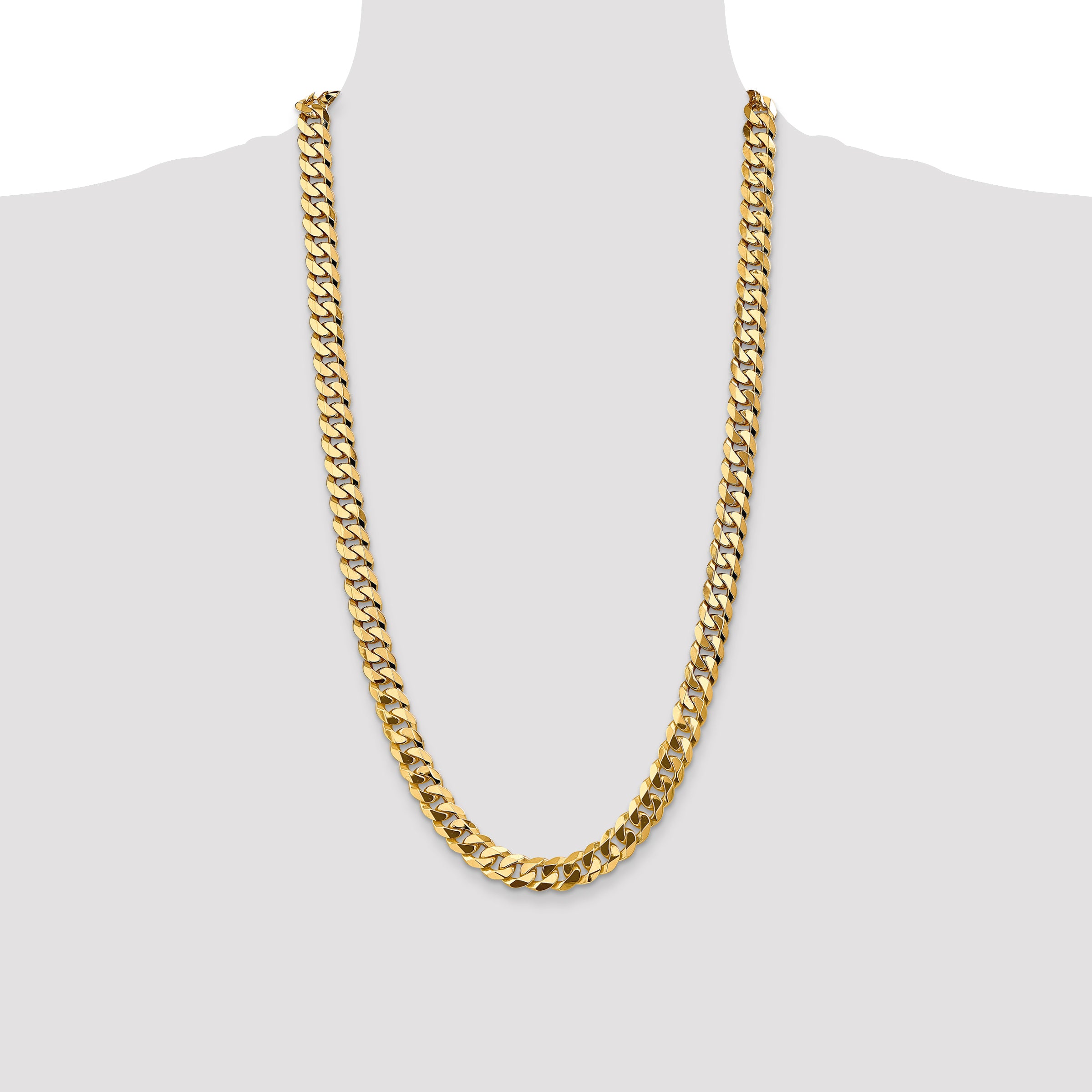 14K 26 inch 9.5mm Flat Beveled Curb with Lobster Clasp Chain FBU250