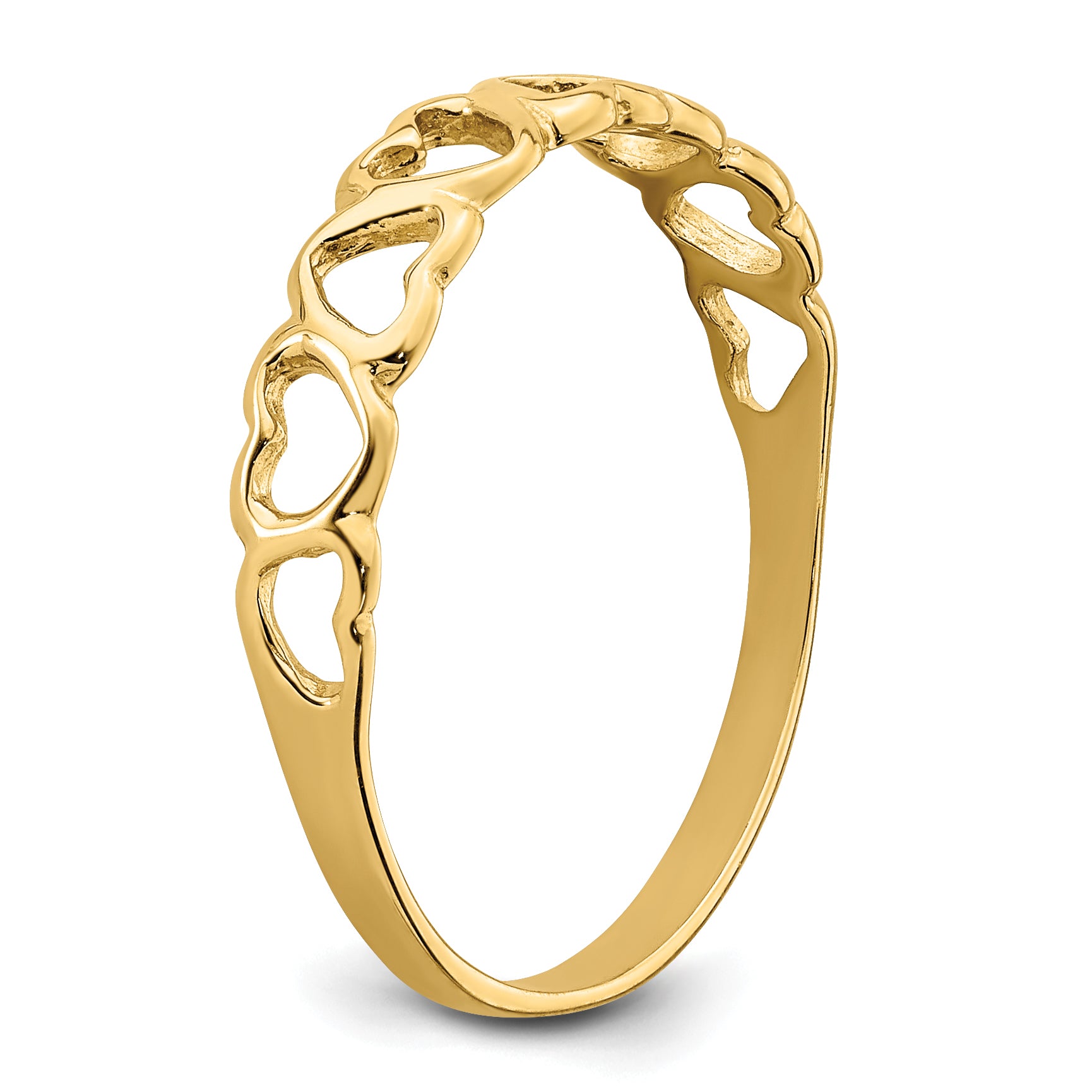 14k Polished Hearts Ring K3900