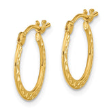 14k 1.00x15mm Polished Diamond-cut Tube Hoop Earrings TF1049