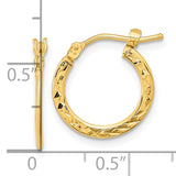 14k 1.00x15mm Polished Diamond-cut Tube Hoop Earrings TF1049