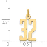 14k Small Elongated Number 32 Charm LES32