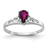 14k White Gold 6x4mm Pear Rhodolite Garnet ring Y2101RG